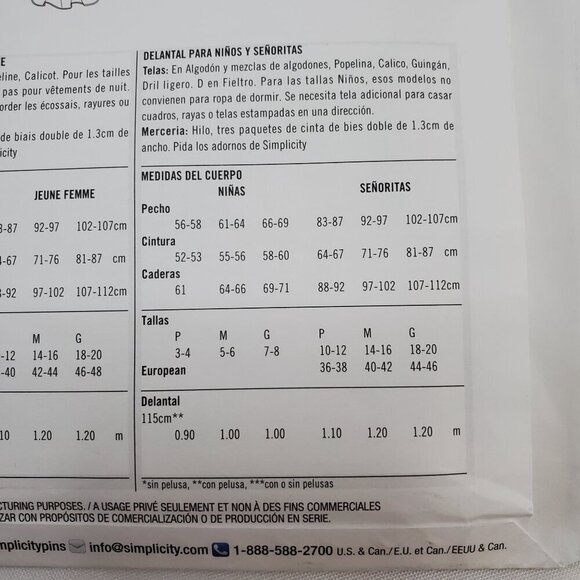 Simplicity 1056  Apron Sewing Pattern Mother & Daughter Size A S-L UNCUT - Picture 6 of 10